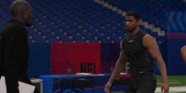 Superstar talking with Chad Johnson at NFL Combine