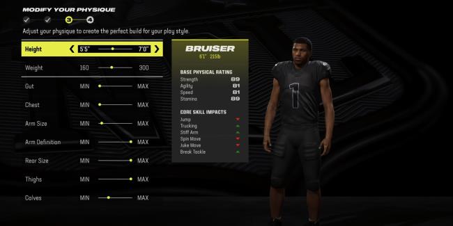 adjusting height and weight to alter body type for Superstar